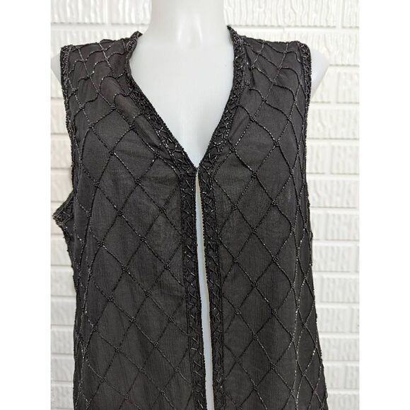 Rafaella Women's Black Beaded Silk Vest Size M - Picture 7 of 7